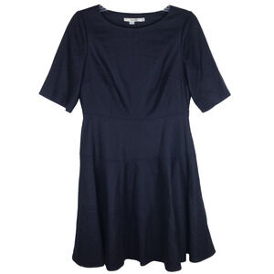 Boden Dress Wool Blend Short Sleeve Fit & Flare Navy Lined US 6 Petite UK 10P